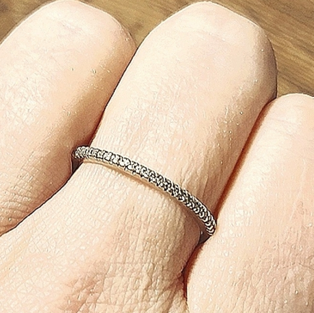 Vintage Silver & Crystal Artisan Ring, Size 9